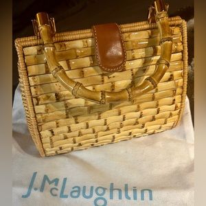 J. McLaughlin Bamboo Top Handle & Wicker Bag
